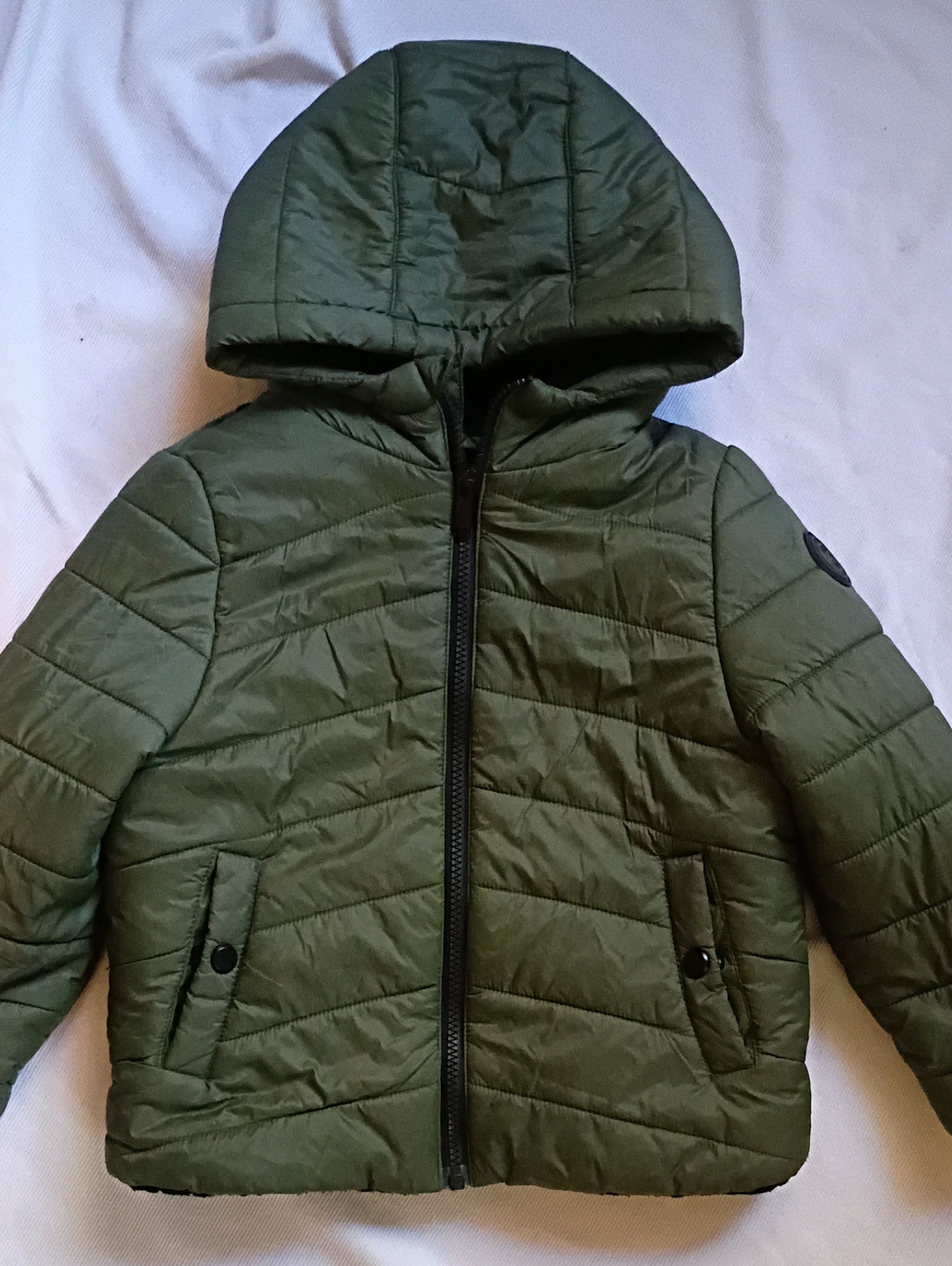 Michael Kors Boys Olive Green Puffer Jacket With Sherpa Lining